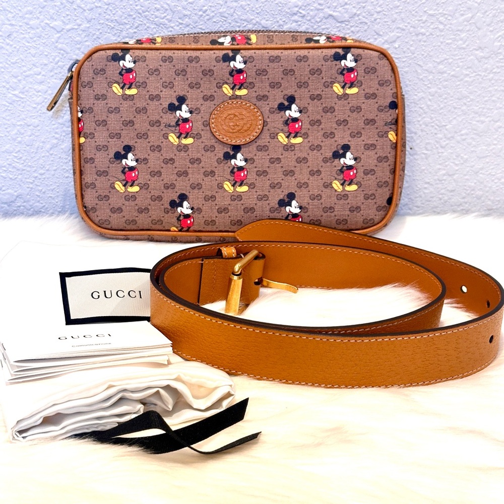 NEW Gucci X Disney Monogram Mickey Mouse Belt Bag